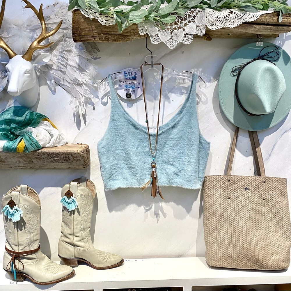 ASOS boho knit tank in stunning mint & resort vacay beach vibe